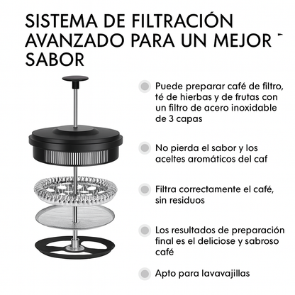 French Press Barista Edition 1000 ml – Vidrio Borosilicato Café de Especialidad